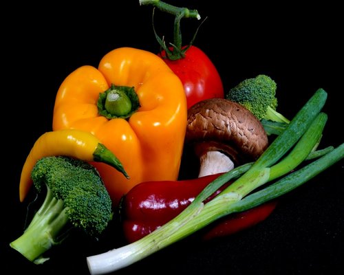 fresh diverse healthy food plate containing colorful vegetables and proteins